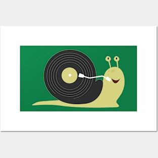 Cute Snail with his record Disc House Posters and Art